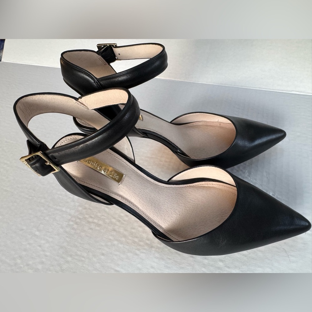 Louise et cie Kota Black leather heels 7.5